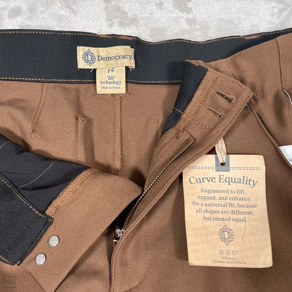 NEW Democracy Women's Pants "Ab"technology Cargo Wide Leg 14 Brown - Picture 2 of 9
